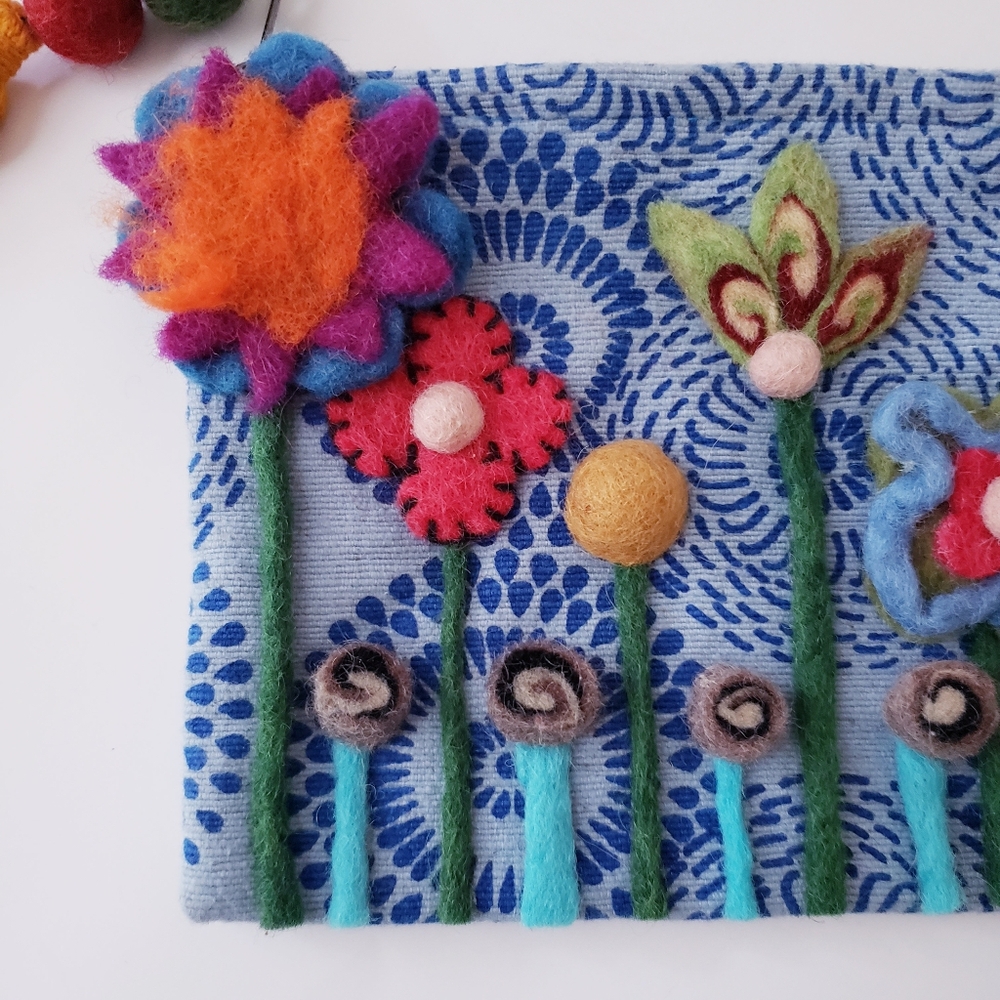 Vintage Blue Floral Wool Appliqué Mini Bag - Picture 8 of 12